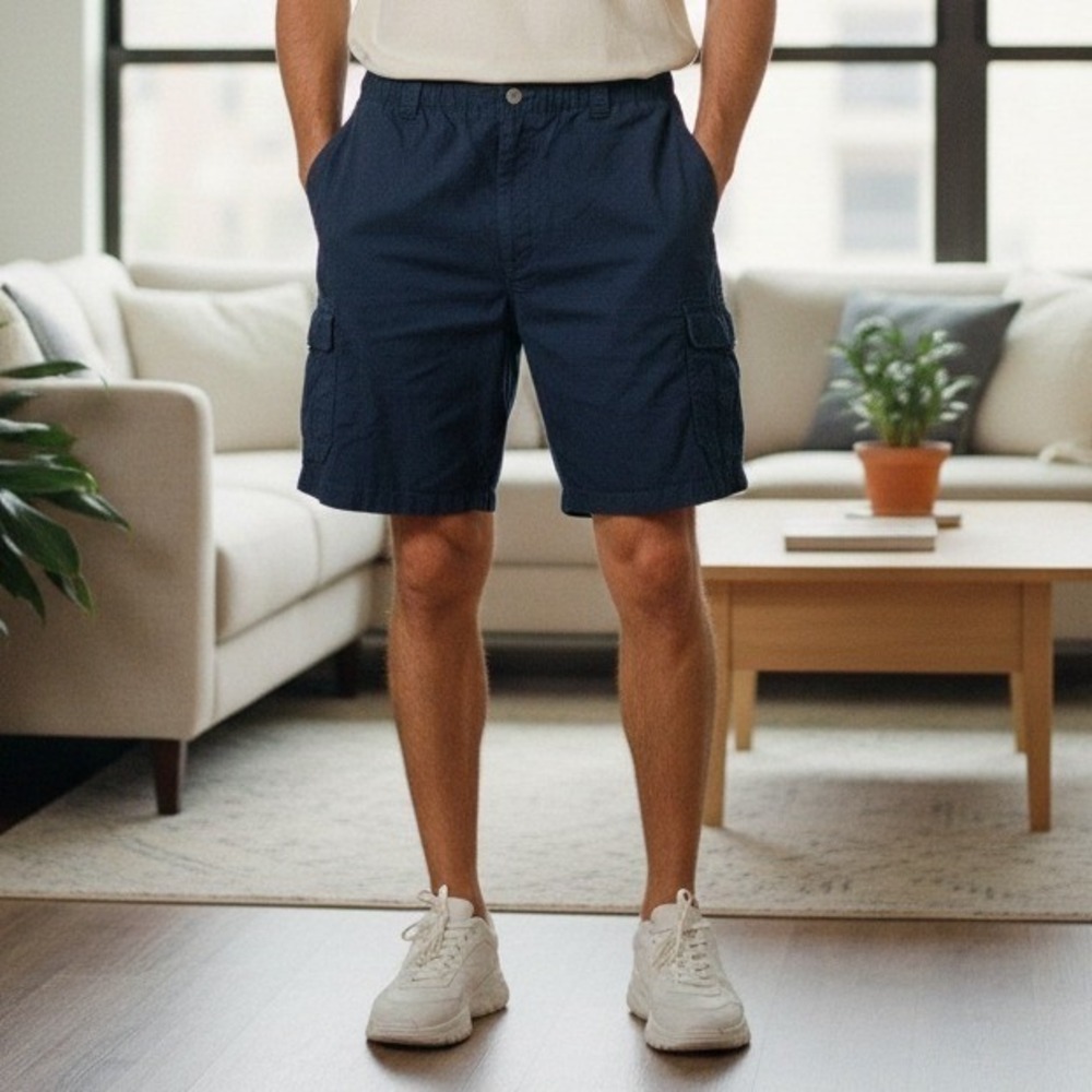 Big Dogs Cargo‎ Shorts Navy Blue Elastic Waist Mens Casual Outdoor - Size 3XL